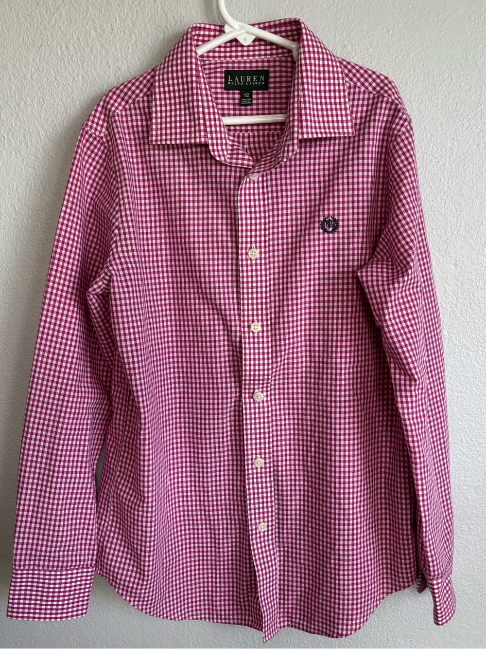 Lauren Ralph Lauren Kids Gingham Button Down Long Sleeve Sz 12